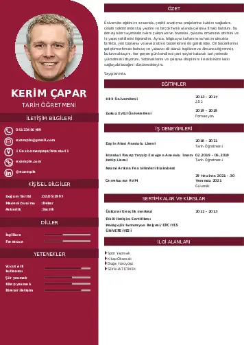 Tarih Öğretmeni Cv Örnekleri cv indir